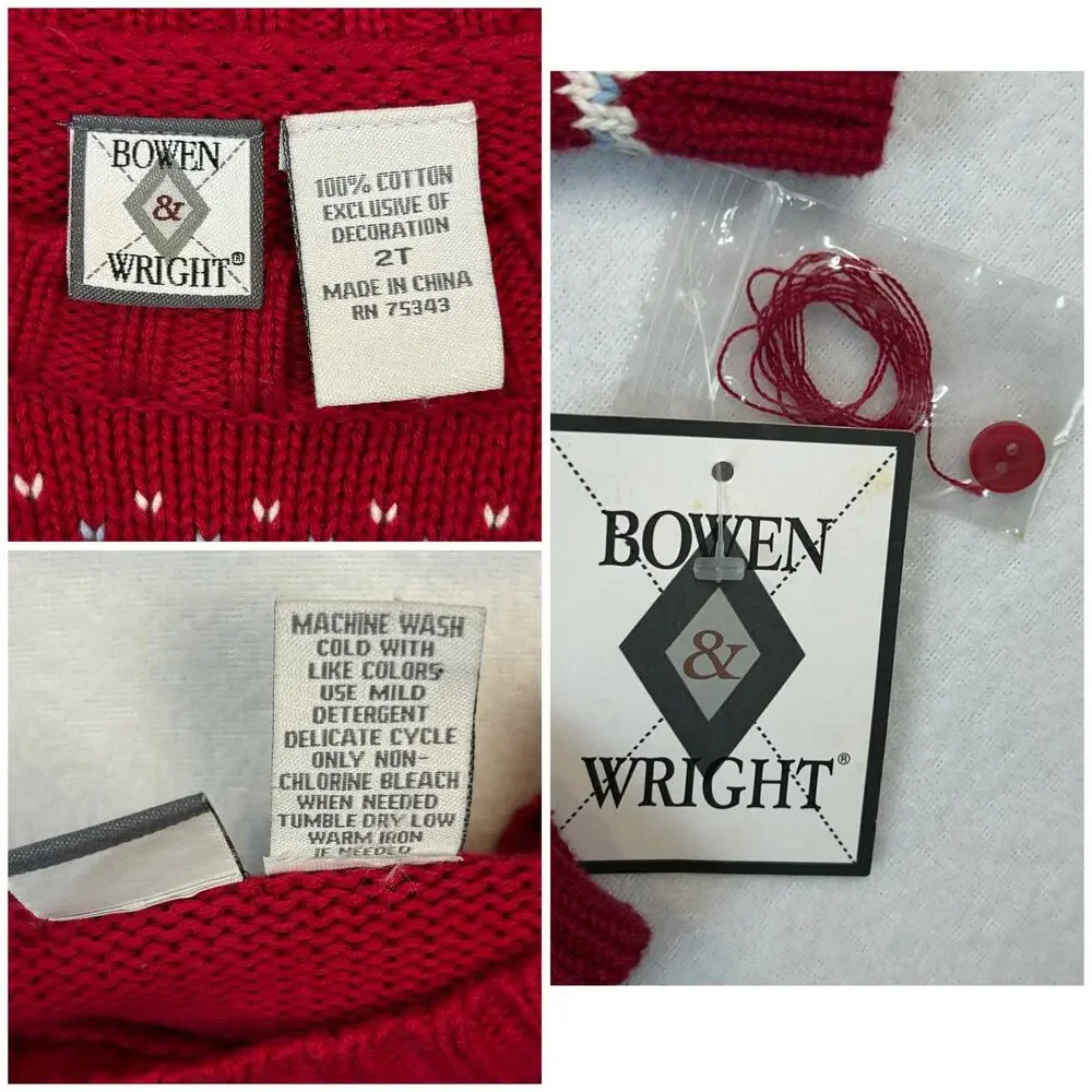 3pc Vtg Toddler Lot NWT 18mth Jacket Denim 2T Sweater Fair Isle Teddy Bear Baby